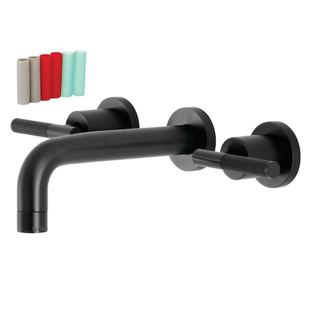 Kingston Brass KS8120CKL Two-Handle Wall Mount Bathroom Faucet, Matte Black KS8120CKL